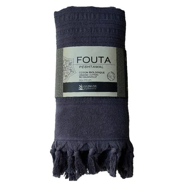 Karawan authentic Karawan authentic Hamamtuch Fouta dolce aus Biobaumwolle, 170 x 90 cm, Onyx (anthrazit), – Produktbild 1 von 2