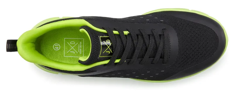 John Devin John Devin Schnürschuh, Freizeitschuhe, Schnürhalbschuhe, Halbschuh, Turnschuh Sneaker im sportiven Look mit farbiger und flexibler Sohle VEGAN, Gelb|schwarz, – Produktbild 3 von 5