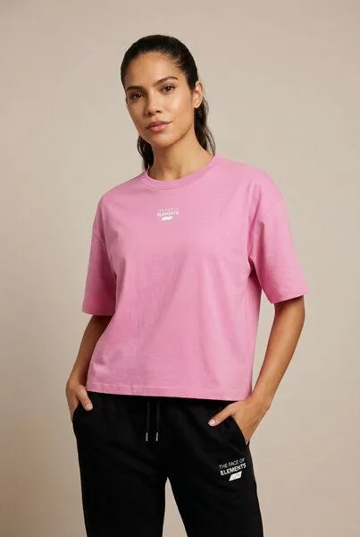 THE FACE OF ELEMENTS The Face of Elements Essential - Relaxed Boxy Fit T-Shirt aus 100% Bio-Baumwolle, Bubble gum (pink), – Produktbild 2 von 4