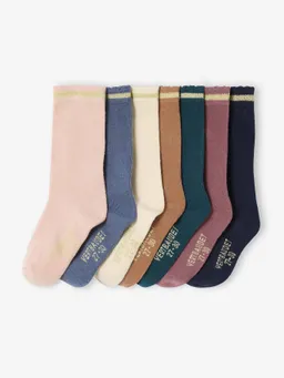 Vertbaudet 7er-Pack Kinder Socken mit Glitzerstreifen – Produktbild 1 von 1