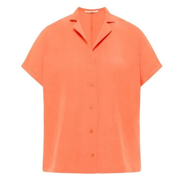LANIUS LANIUS Kurzarmbluse aus Tencel und Leinen, Coral (orange), – Produktbild 1 von 4