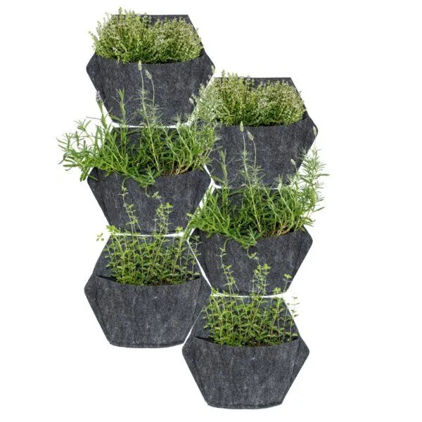 CitySens CitySens 6er-Pack Wand-Blumentopf mit Textilbezug, Schwarz, – Produktbild 3 von 3