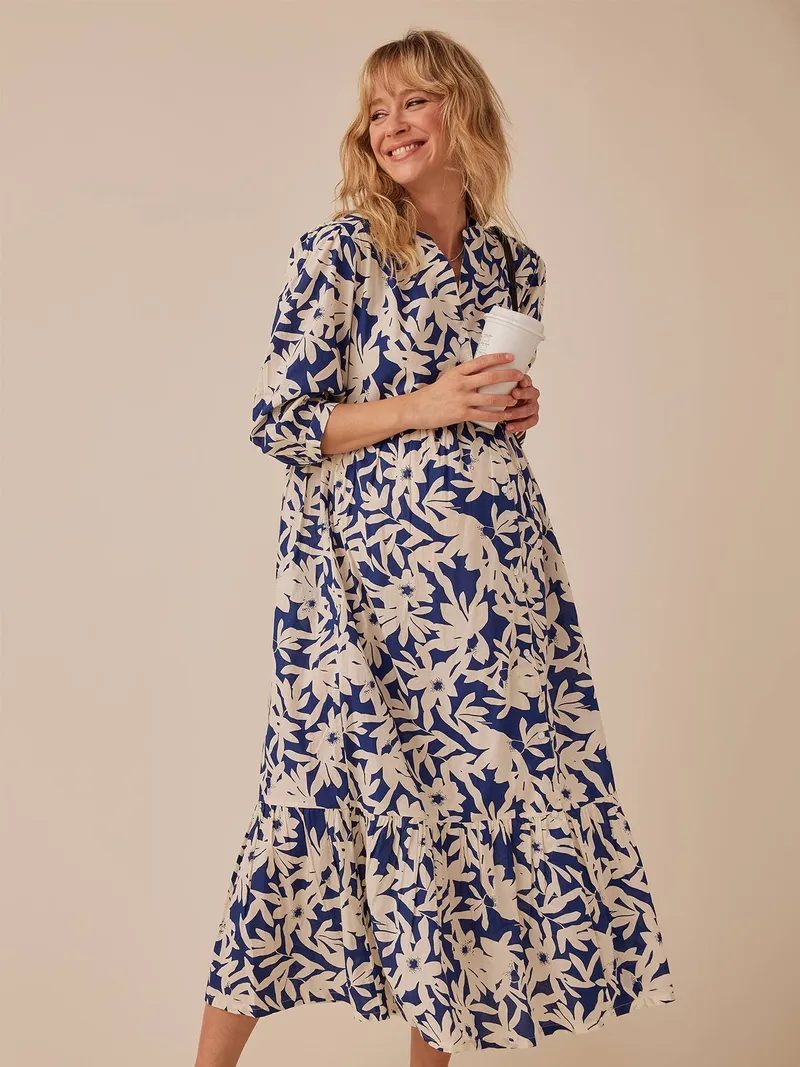 Envie De Fraise Langes Boho-Kleid für Schwangerschaft & Stillzeit ENVIE DE FRAISE, Königsblau, – Produktbild 4 von 4
