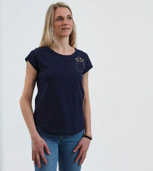 Gary Mash GARY MASH Shirt Asheville Blumengruß aus Biobaumwolle, Dunkelblau (blau), – Produktbild 2 von 4