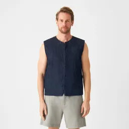 DAWN KASHEW Lightweight Hemp - Padded Vest - Raw Blue / S – Produktbild 1 von 1