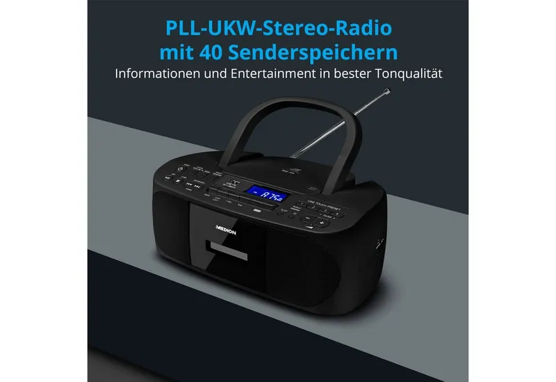 Medion Medion Radio (MW / UKW mit RDS, AM- / FM- Tuner, 3 W), Schwarz, – Produktbild 2 von 6