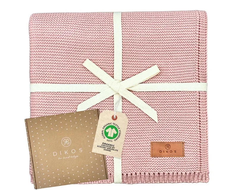 Babydecke DIKOS® Baby Decke für Neugeborene aus *100%* Bio Baumwolle, DIKOS, Kuscheldecke PREMIUM Qualität Geschenk zur Geburt, atmungsaktiv, clean, Rosa, – Produktbild 1 von 6