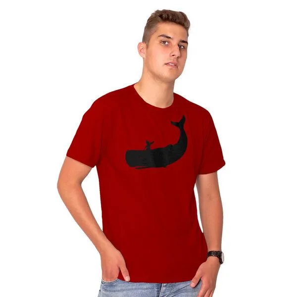 HANDGEDRUCKT HANDGEDRUCKT RESTPOSTEN "Cowboy und Wal" Männer T-Shirt, Darkred, – Produktbild 1 von 3