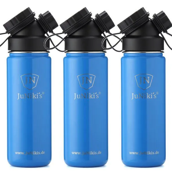 JN JuNiki's JN JuNiki's 3er Set zum Sparpreis: JuNiki´s Trinkflasche 550ml, 3x blau, – Produktbild 1 von 3