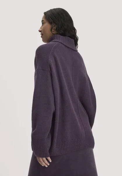 hessnatur hessnatur Strick Pullover Oversize aus Bio-Merinowolle mit Bio-Baumwolle, Dunkle traube, – Produktbild 2 von 4