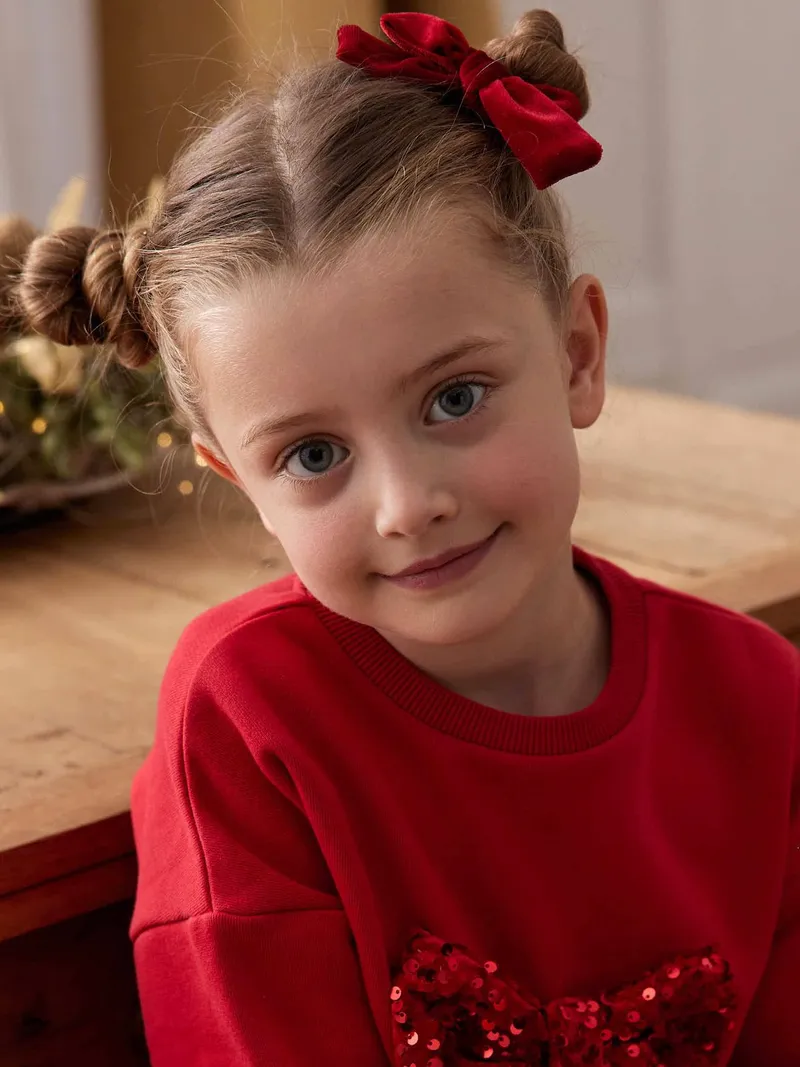 Vertbaudet Mädchen Accessoires: Haarreif & Haarspange aus Samt, Rot, – Produktbild 2 von 4