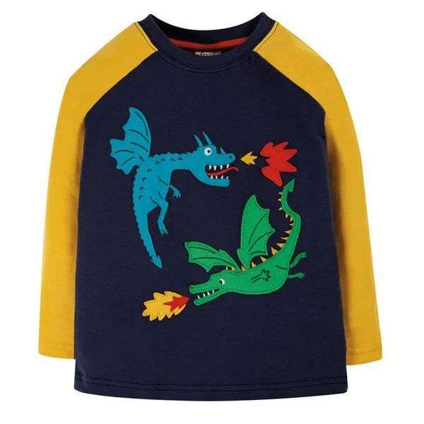 Frugi Frugi Langarm-Shirt Drachen in blau Alfie Raglan Top – Produktbild 1 von 2