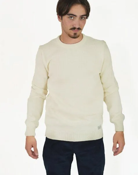 Aatise Aatise Rundhals Herrenpullover Zyclos aus recycelter Wolle, Weiß, – Produktbild 1 von 4