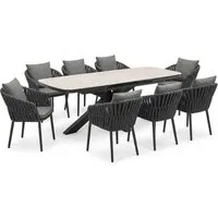Gartenmöbel-Set "Torino" 9-tlg. 1 Tisch 180/220 x 100 cm, 8 Sessel, anthrazit – Produktbild 1 von 1