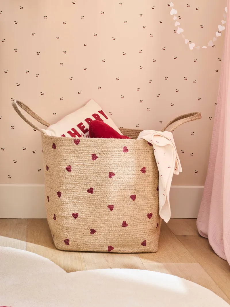 Vertbaudet Geflochtener Aufbewahrungskorb aus Jute HERZ Kinderzimmer, Beige, – Produktbild 1 von 3