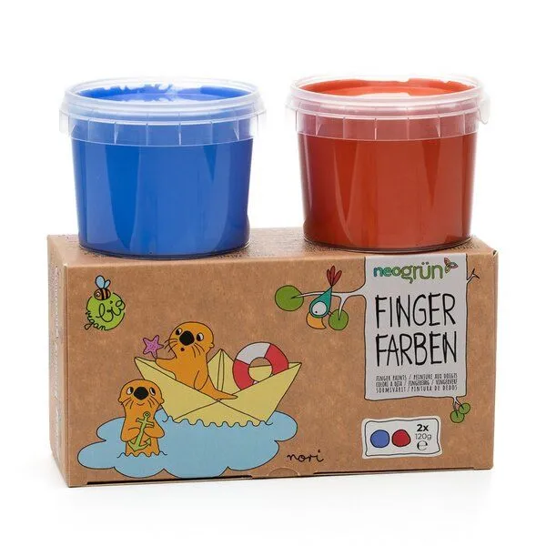 neogrün neogrün Fingerfarben 2er Set "Nori", Blau/rot, – Produktbild 4 von 6