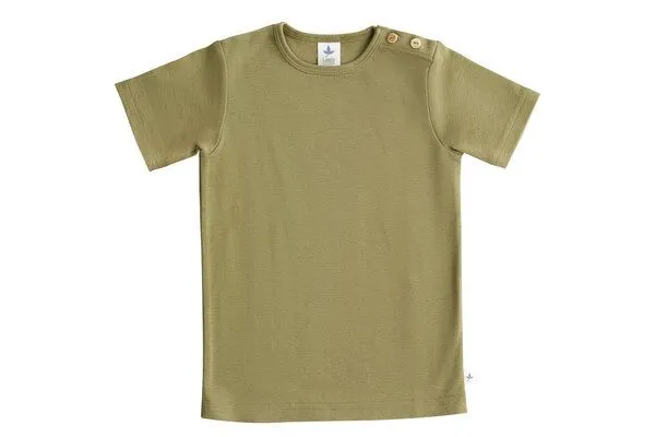 Leela Cotton Leela Cotton Kinder Kurzarmshirt Bio-Baumwolle, Oliv, – Produktbild 1 von 2