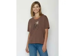 GreenBomb GREENBOMB Bio-Damen-T-Shirt 'Bike Cat Basket 2' weit geschnitten, earthwood, Gr. L – Produktbild 1 von 1