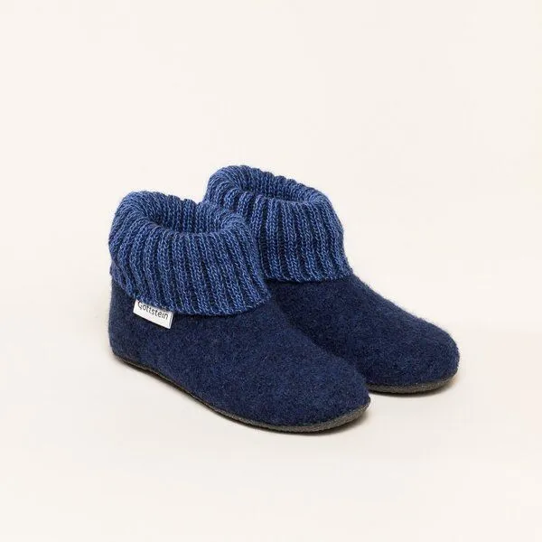 Gottstein Gottstein Kinder-Hüttenschuh Alpine Boot FE - Kinderhausschuh für Mädchen & Jungen aus 100% Schurwolle, Dunkel-blau, – Produktbild 1 von 4