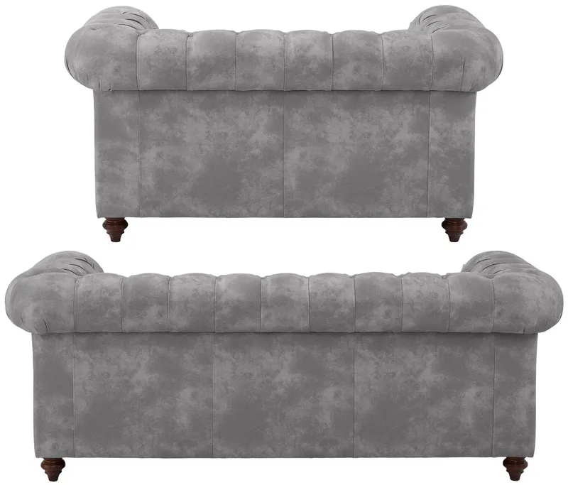 OTTO home Sitzgruppe Chesterfield, (2-tlg), hochwertige Knopfheftung, bestehend aus 2- und 3-Sitzer, Grau, – Produktbild 8 von 8