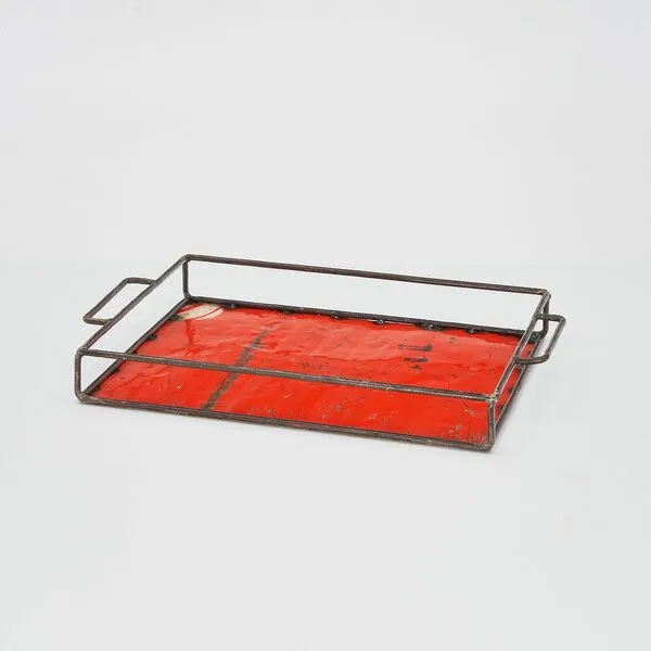 Moogoo Creative Africa Moogoo Creative Africa Upcycling Tablett aus recycelten Ölfässern, Rot, – Produktbild 7 von 8