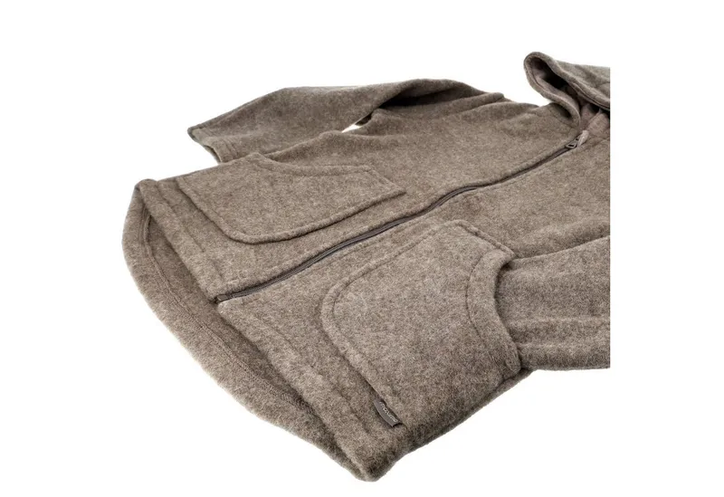 Maximo Maximo Fleecejacke Jacke Wollfleece, Kapuze, Reißverschluss, Jerseyfutter (1-St) Wollfleece, Braun, – Produktbild 3 von 3