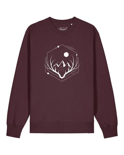 watapparel watapparel Sweatshirt Unisex Wanderlust at night, Red brown, – Produktbild 1 von 2