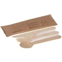 naturesse® naturesse® Naturesse – Holzbesteck-Set 4-teilig (250er-Pack, einzeln in Papierhülle verpackt) – Produktbild 1 von 1