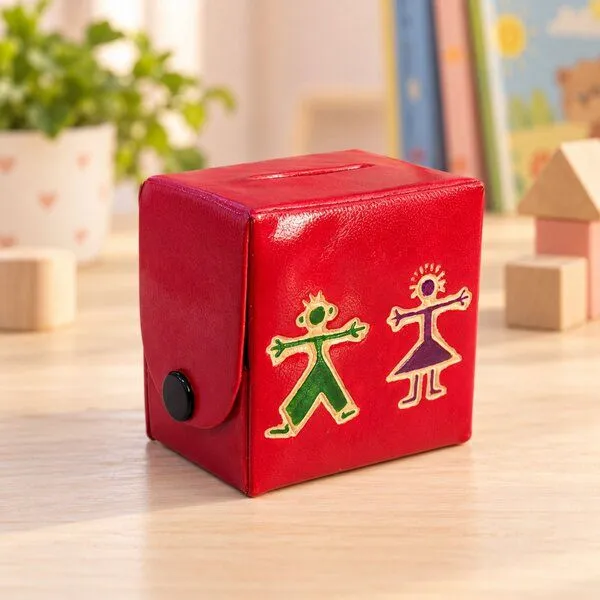 Janselo Harmony Kinder-Spardose aus Shanti-Leder in Rot – Produktbild 2 von 4