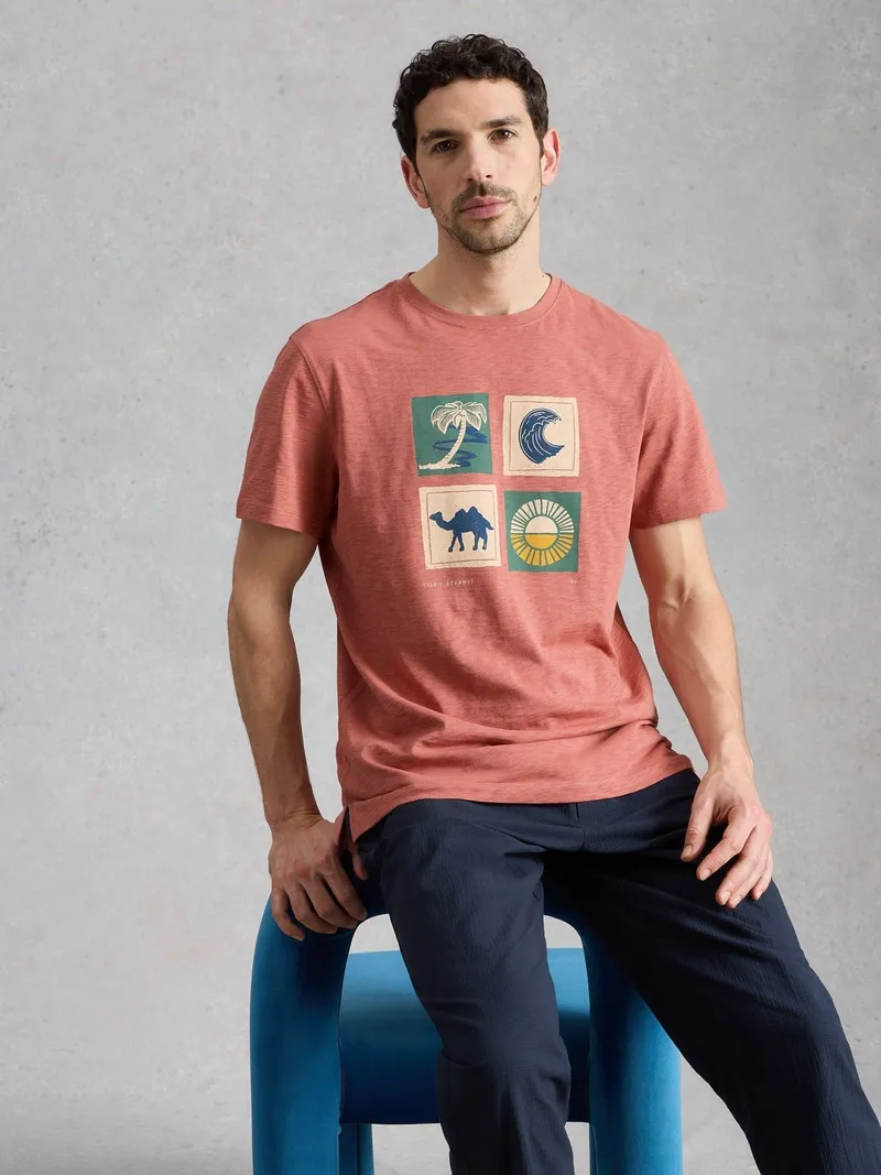 White Stuff T-Shirt Abersoch mit Kamelmotiv - S/R, Rosa print, – Produktbild 1 von 4