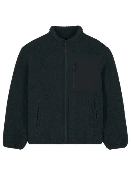YTWOO YTWOO Relaxed- Fit Sherpajacke Unisex aus 100% Recyceltem Polyester, Schwarz, – Produktbild 1 von 4