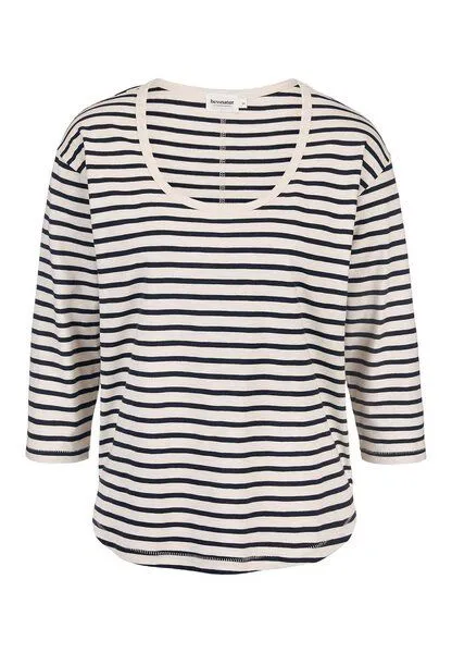hessnatur hessnatur Light Slub Streifen Longsleeve Relaxed aus reiner Bio-Baumwolle, Marine, – Produktbild 3 von 4