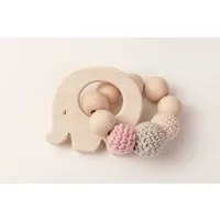 NoniKids Berlin NoniKids Berlin Greifling Beißring Holz *Elefant* | Bio Baumwolle, Blush, – Produktbild 1 von 1