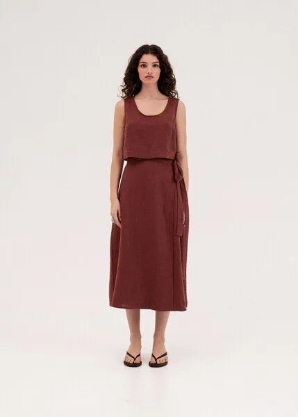 AmourLinen AmourLinen Mini-Leinen-Crop-Top PIPPA, Terracotta (rot), – Produktbild 1 von 4