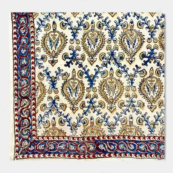 Der Lindwurm Der Lindwurm Kalamkari- Tuch (55x55 cm), Handdruck mit Pflanzenfarben, Blau/rot/grau, – Produktbild 2 von 2