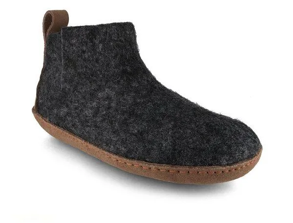 WoolFit WoolFit Yeti Filzboots hohe Hausschuhe mit Ledersohle, handgefilzt aus 100% Wolle, Graphit, – Produktbild 1 von 4
