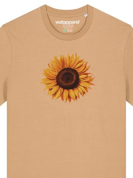 watapparel watapparel T-Shirt Unisex Sonnenblume, Latte, – Produktbild 3 von 4