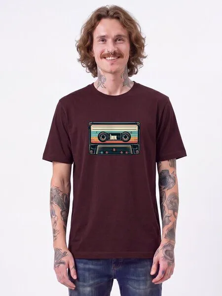 watapparel watapparel T-Shirt Unisex Retro Kassette, Red brown, – Produktbild 2 von 2