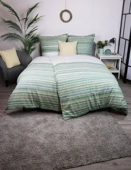 jilda-tex jilda-tex Bettwäsche Flanell "Deep Ocean Stripes" 100% Baumwolle 135x200 + 80x80 cm – Produktbild 1 von 1
