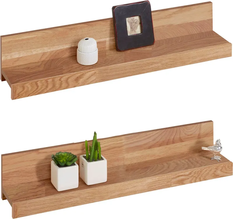 OTTO home Wandregal Burani, Set, teilmassiv, Braun, – Produktbild 1 von 5