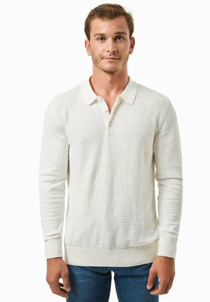 ORGANICATION ORGANICATION Polokragenpullover aus Bio-Baumwolle, Off white, – Produktbild 1 von 4
