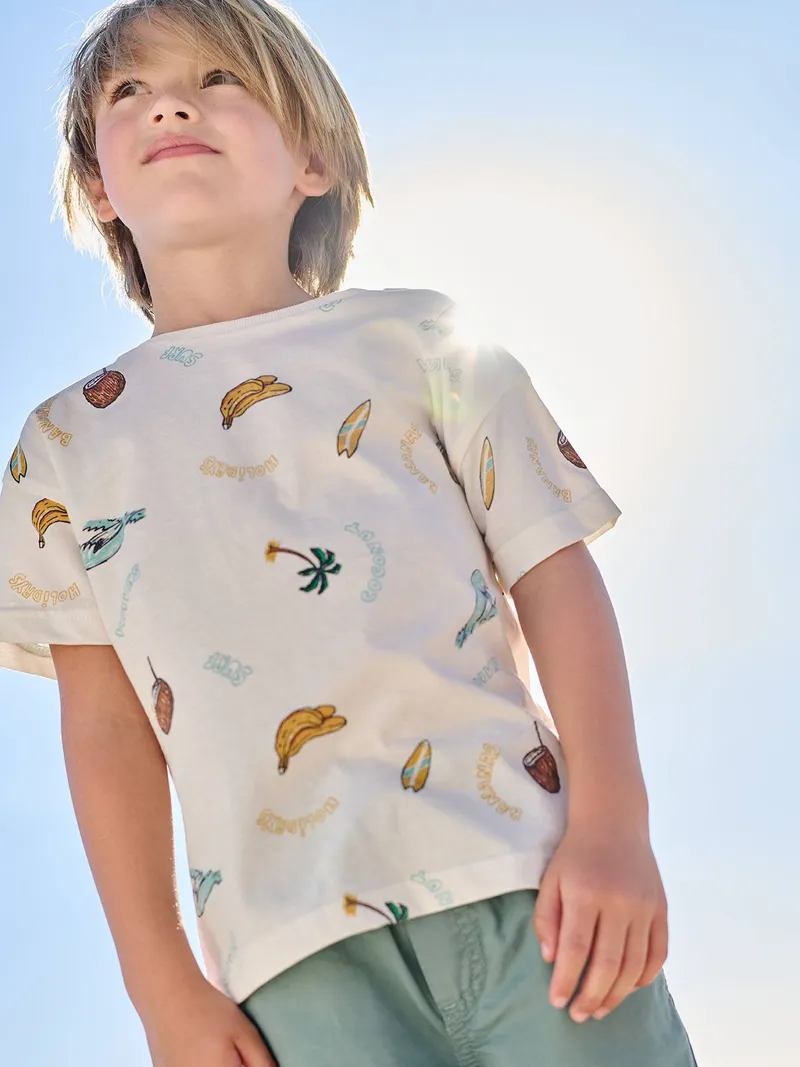 Vertbaudet T-Shirt Jungen, Weiß, – Produktbild 1 von 4