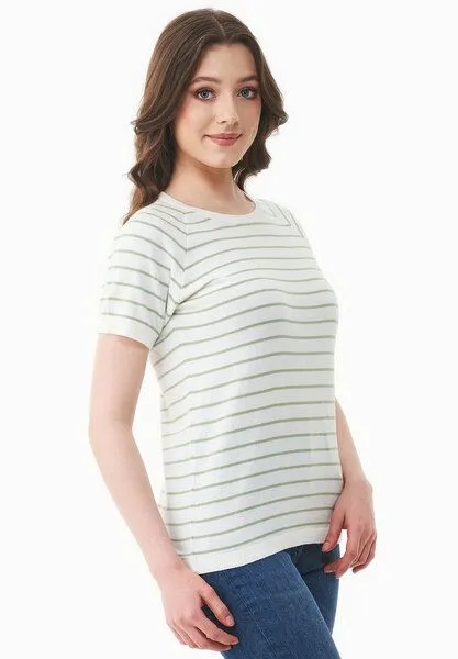 ORGANICATION ORGANICATION Strickshirt aus Bio-Baumwolle, Off white/matcha green, – Produktbild 3 von 4