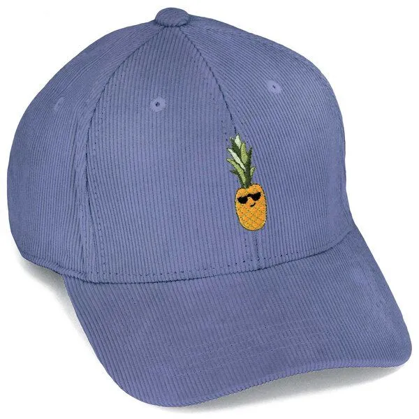 LIGARTI Bestickte Cord Cap – Ananas – LIGARTI Tiermanufaktur, Taubenblau, – Produktbild 1 von 4