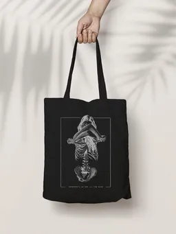 Bio-Baumwolltasche bedruckt - Skelett - Fairtrade - schwarz // ShellyCreates – Produktbild 1 von 1