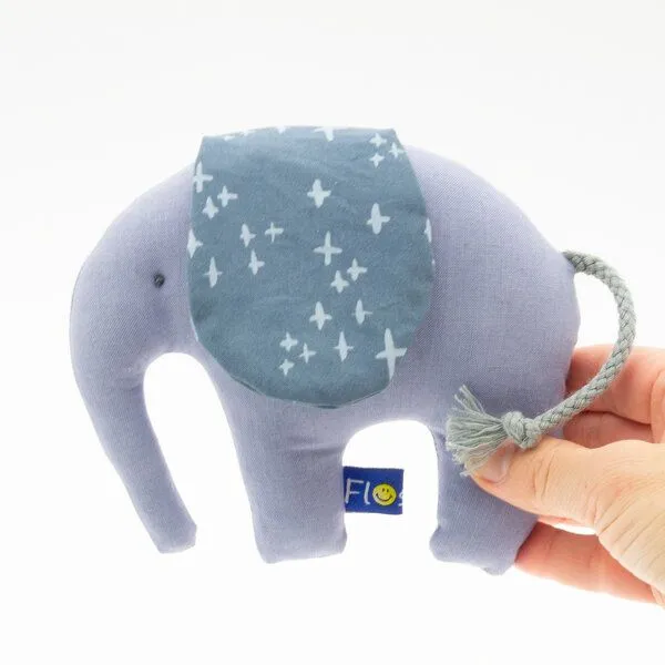 Flosinn Flosinn Knistertier Baby Kleiner Elefant Bio-Greifling, Blau, – Produktbild 1 von 4