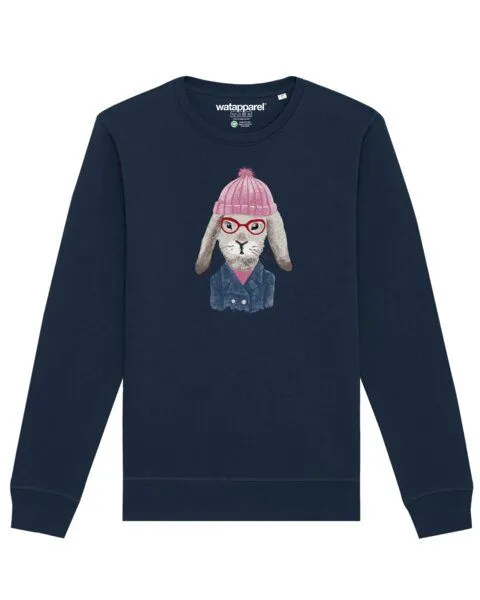 watapparel watapparel Sweatshirt Unisex Hase, French navy, – Produktbild 1 von 4