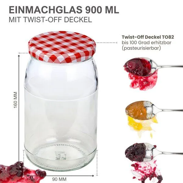 mikken mikken große Einmachgläser 900ml mit Schraubdeckel TO82 Vorratsgläser – Produktbild 7 von 8