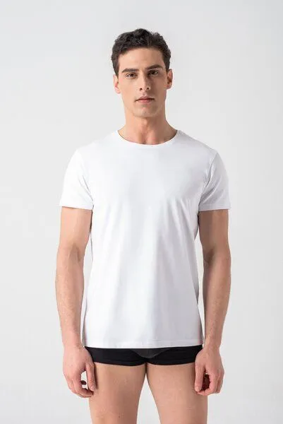 Burnell & Son Burnell & Son Unterhemd Herren 3er Pack mit Rundhals - Extra Lang mit Kurzarm Basic Slim Fit, Weiss, – Produktbild 1 von 4