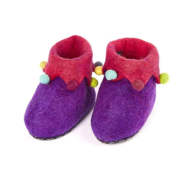 short'n'pietz short'n'pietz Hausschuhe Harlequin handgefilzt für Babies und Kinder, Lila, – Produktbild 1 von 1